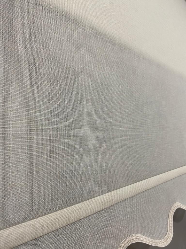 VP1661 Naturel Keten Çift Mekanizmalı Tül Ve Stor Perde Krem Etek Dilimli