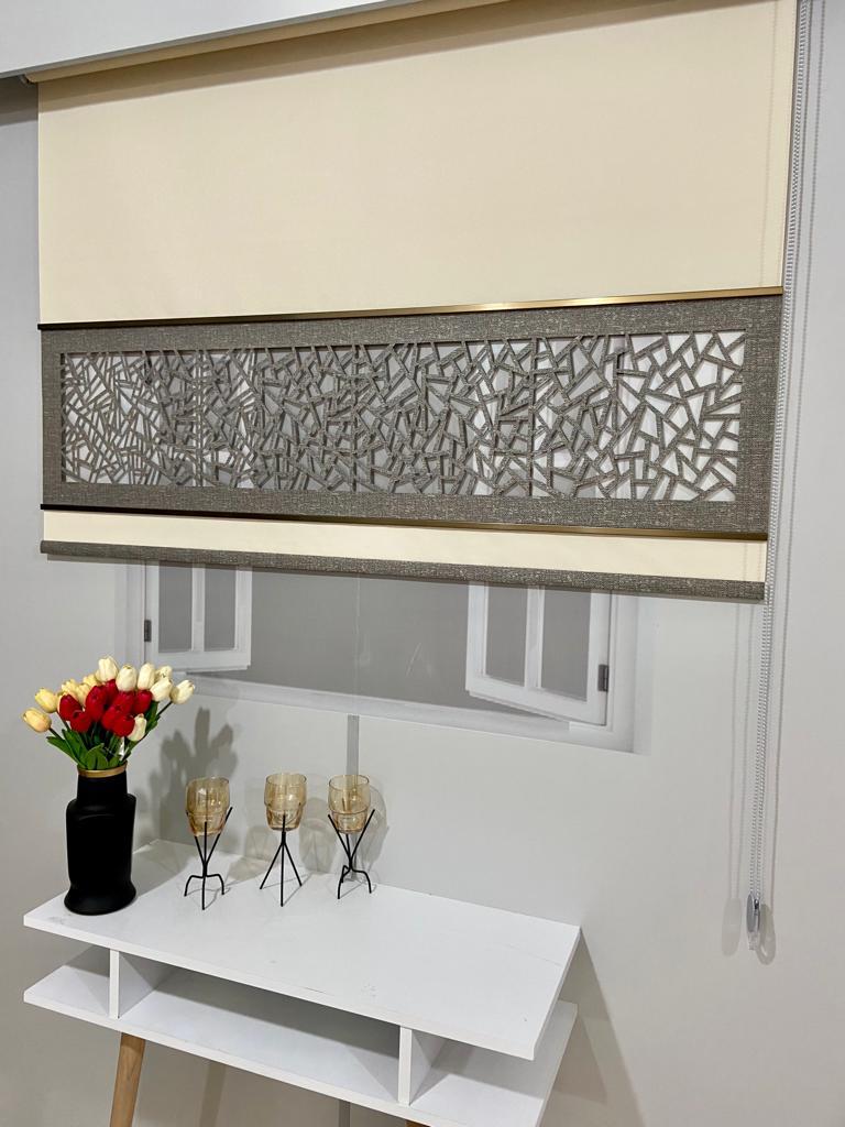 LZR320 Çift renkli lazer kesim  KREM /KAHVE  stor perde