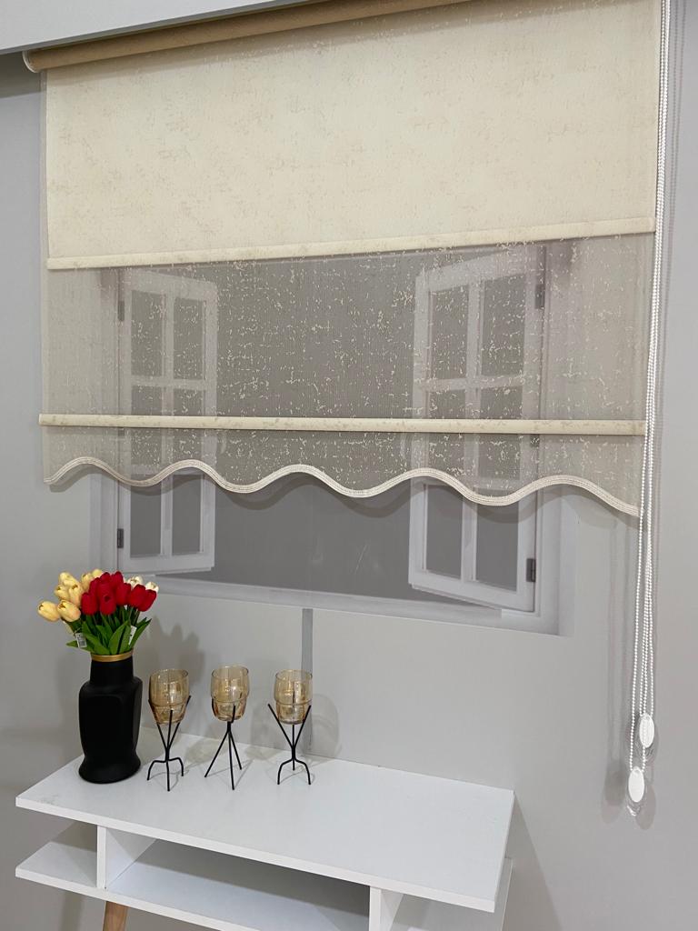 VP1931 Çift Mekanizmalı Tül ve Stor Perde Sütlü Kahverengi