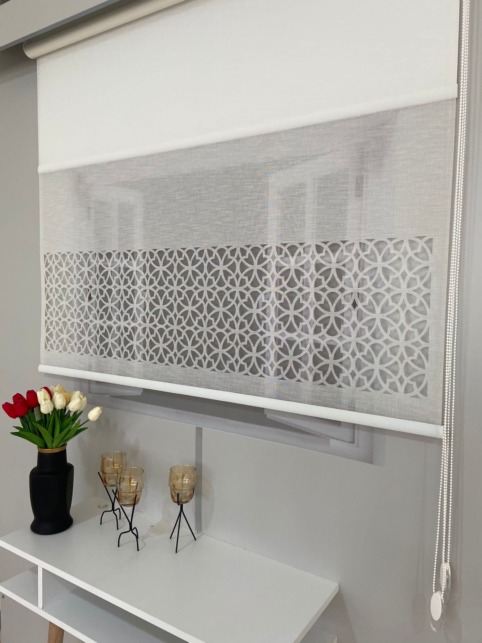 LZR1020 Çift Mekanizmalı Lazer Kesim Tül Ve Stor Perde Beyaz