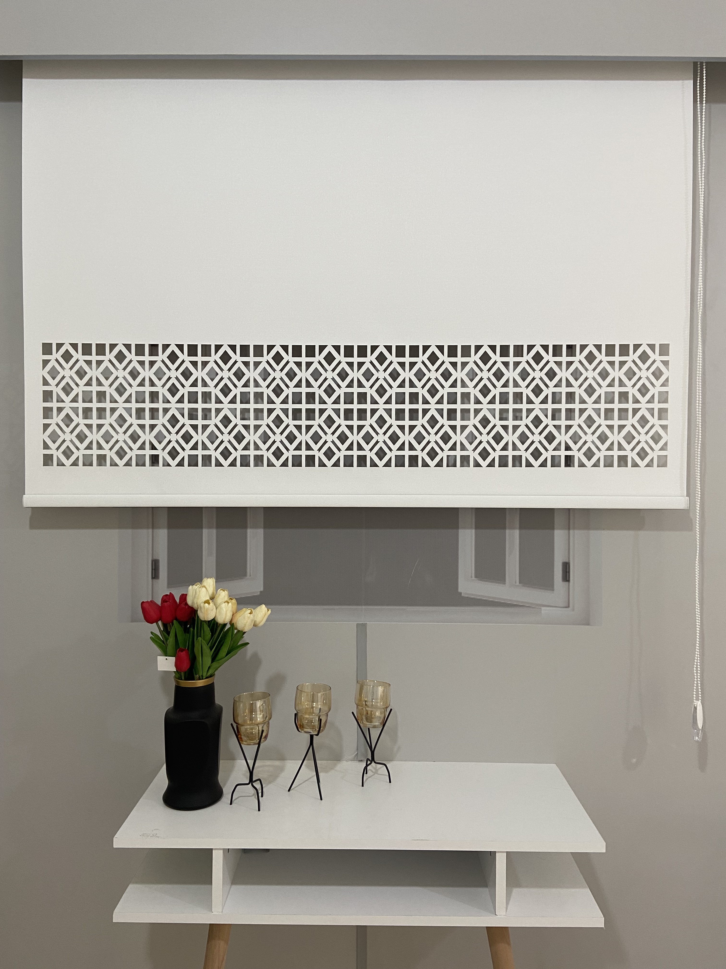 LZR308 Lazer Kesim Stor Perde Beyaz