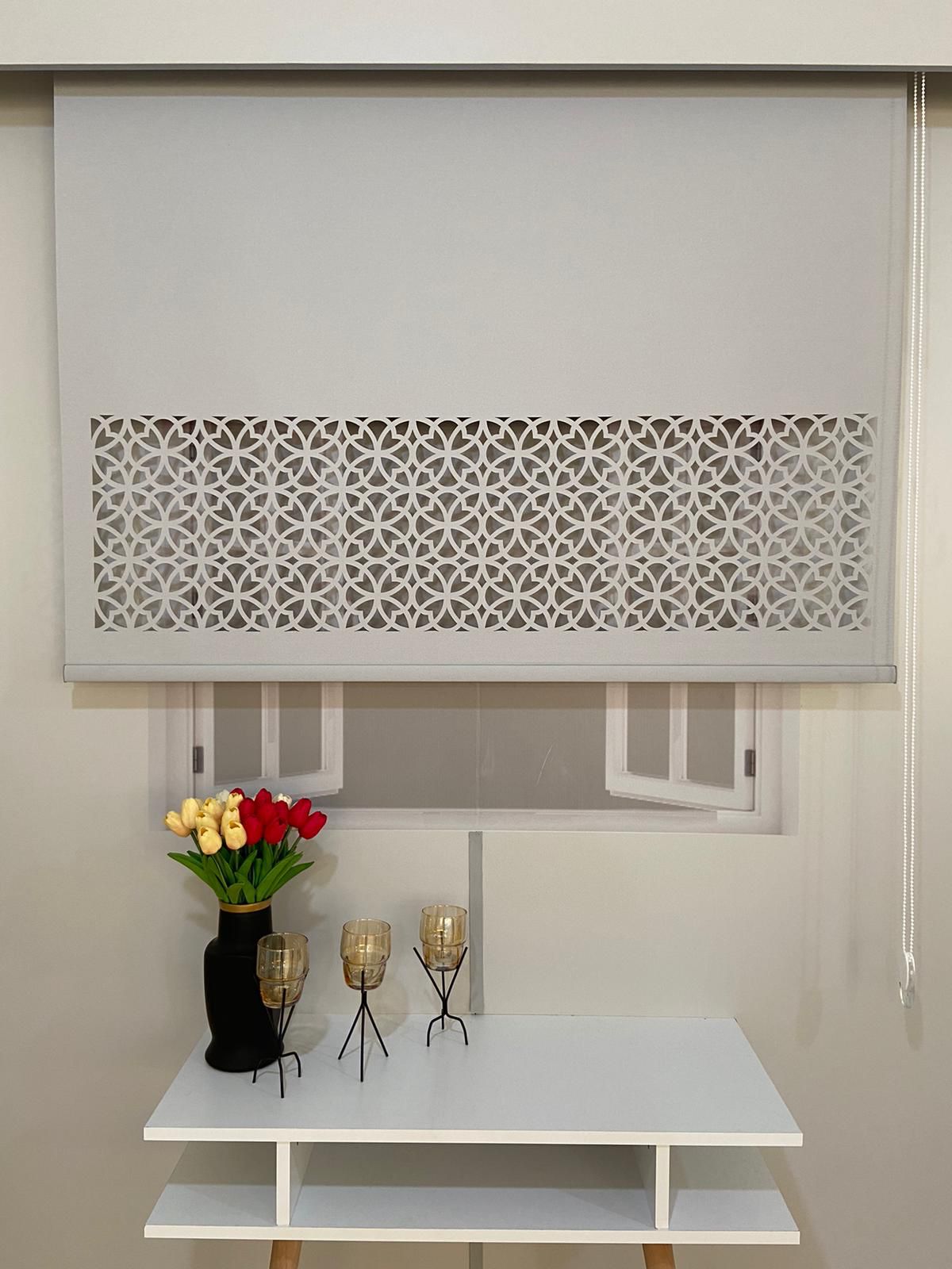 LZR305 Lazer Kesim Stor Perde Gri