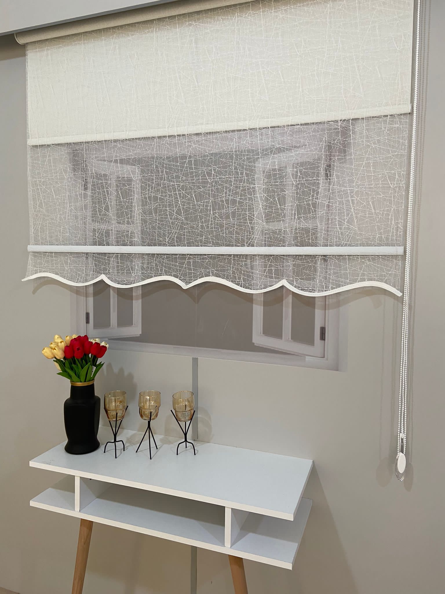 VP1804 Çift Mekanizmalı Tül ve Stor Perde Ekru