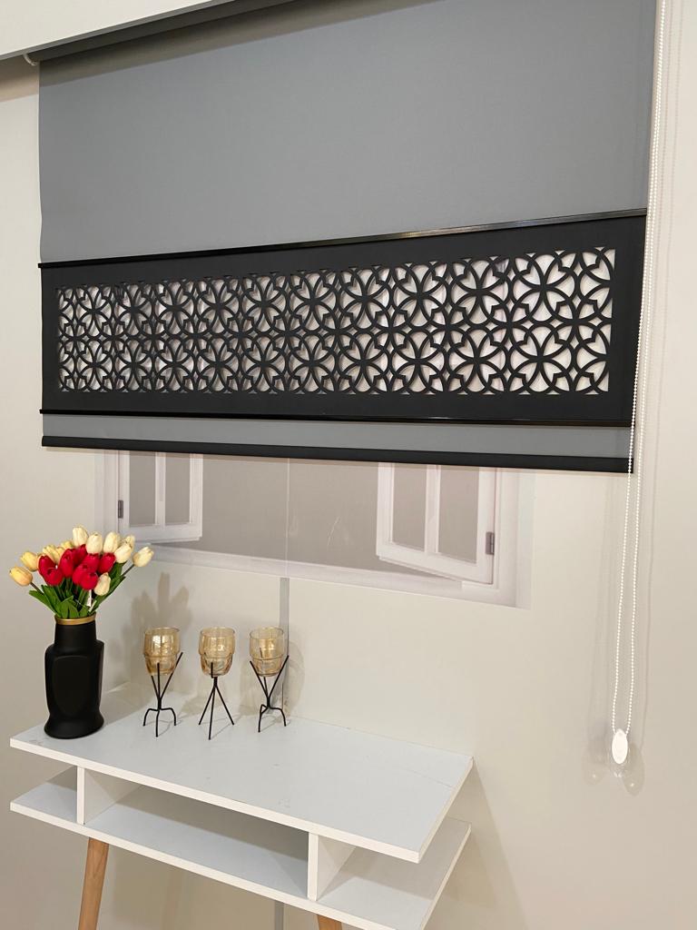 LZR105 Yeni Çift Renk Lazer Kesim Stor Perde Gri