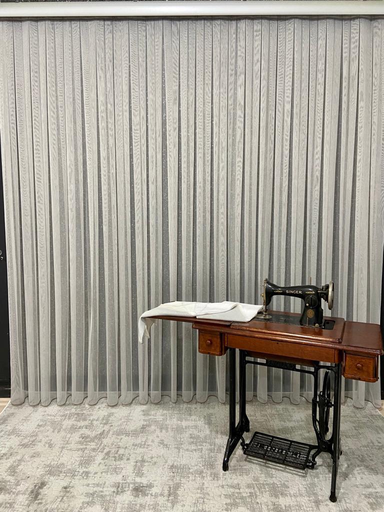 VP505 1. Kalite Kehribar Floş Tül Perde 1/2,5 Pile Vizon