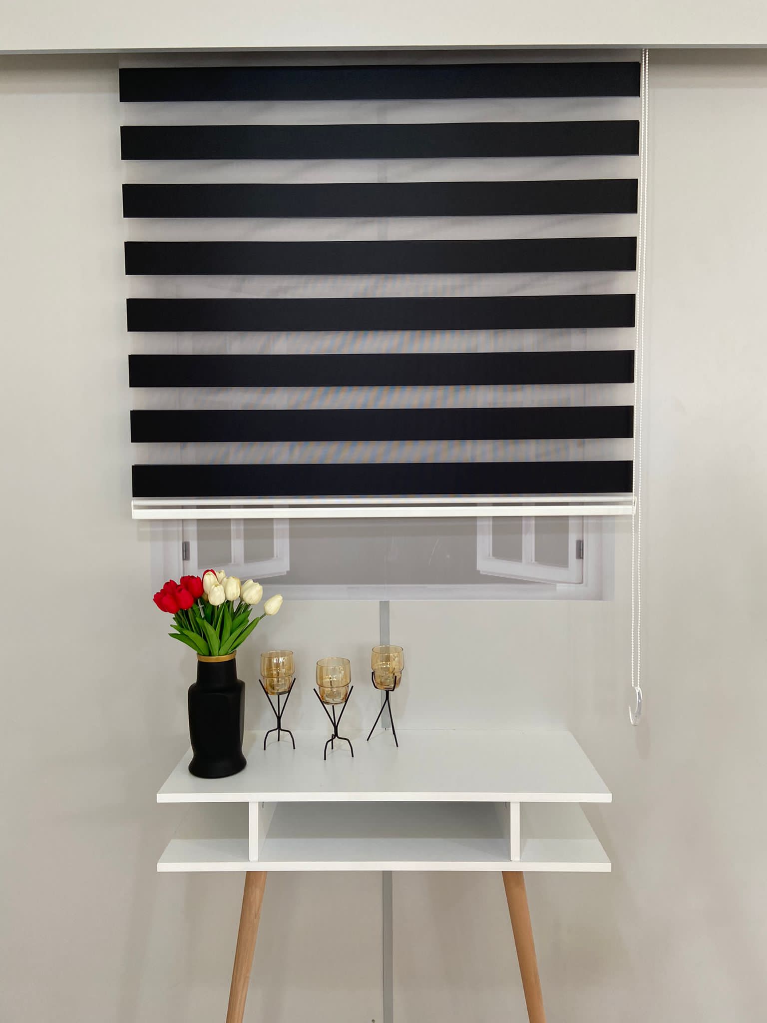 VP710 Düz Lüx Saten Zebra Perde Siyah