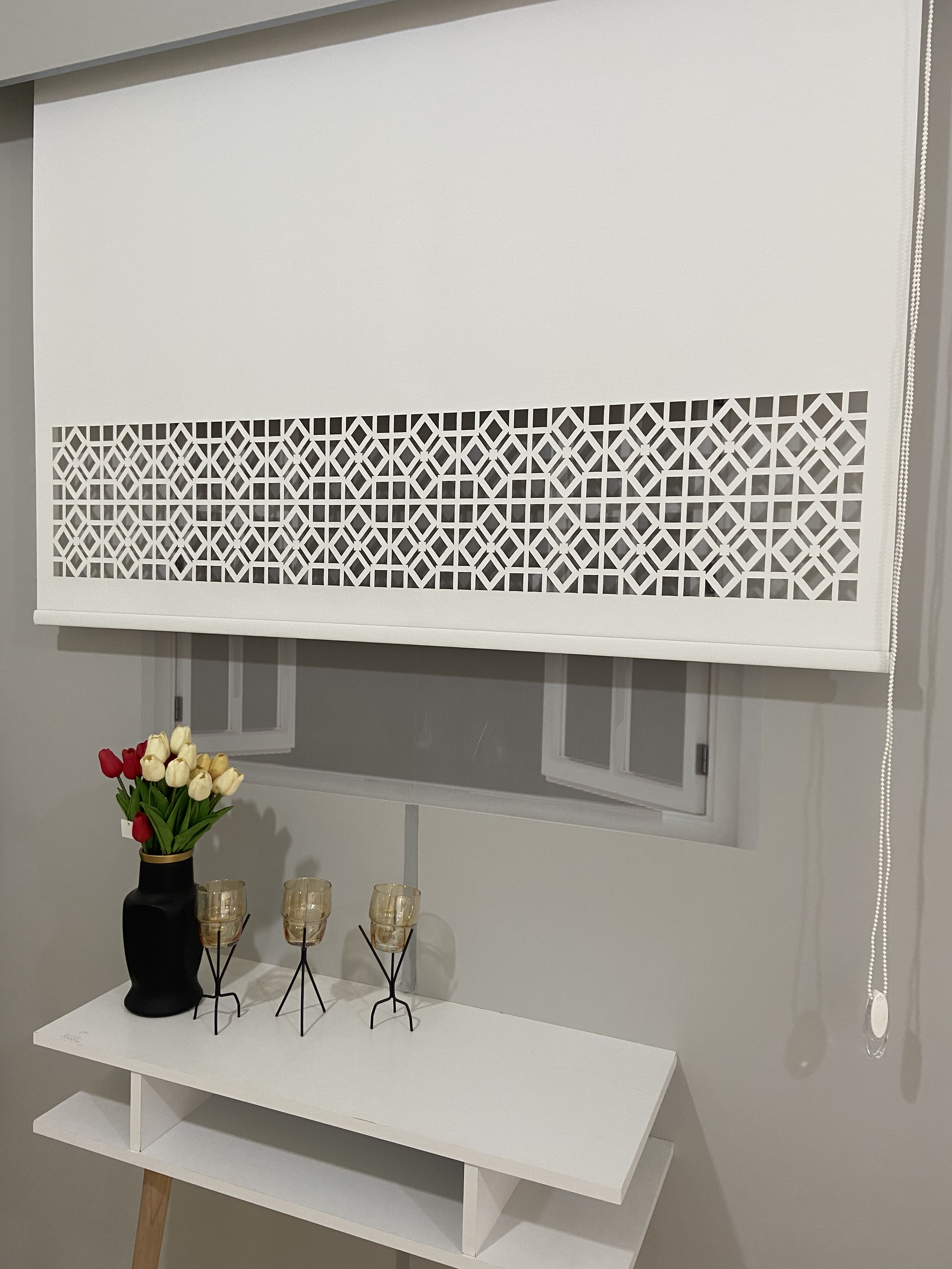 LZR308 Lazer Kesim Stor Perde Beyaz