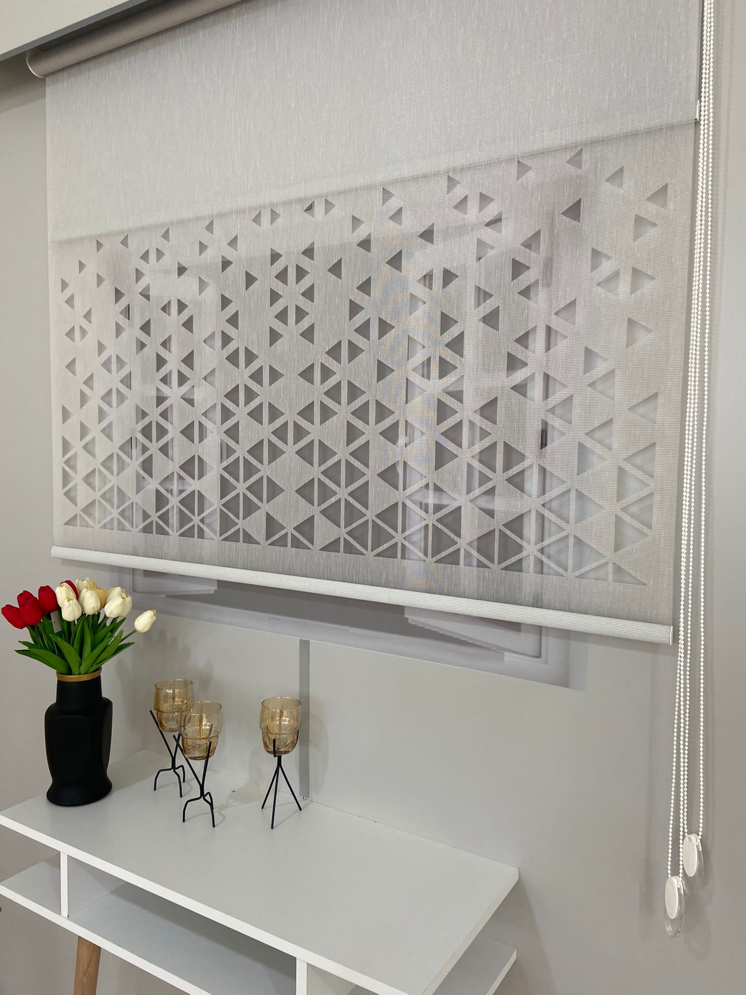 LZR1010 Çift Mekanizmalı Lazer Kesim Tül Ve Stor Perde Gri 