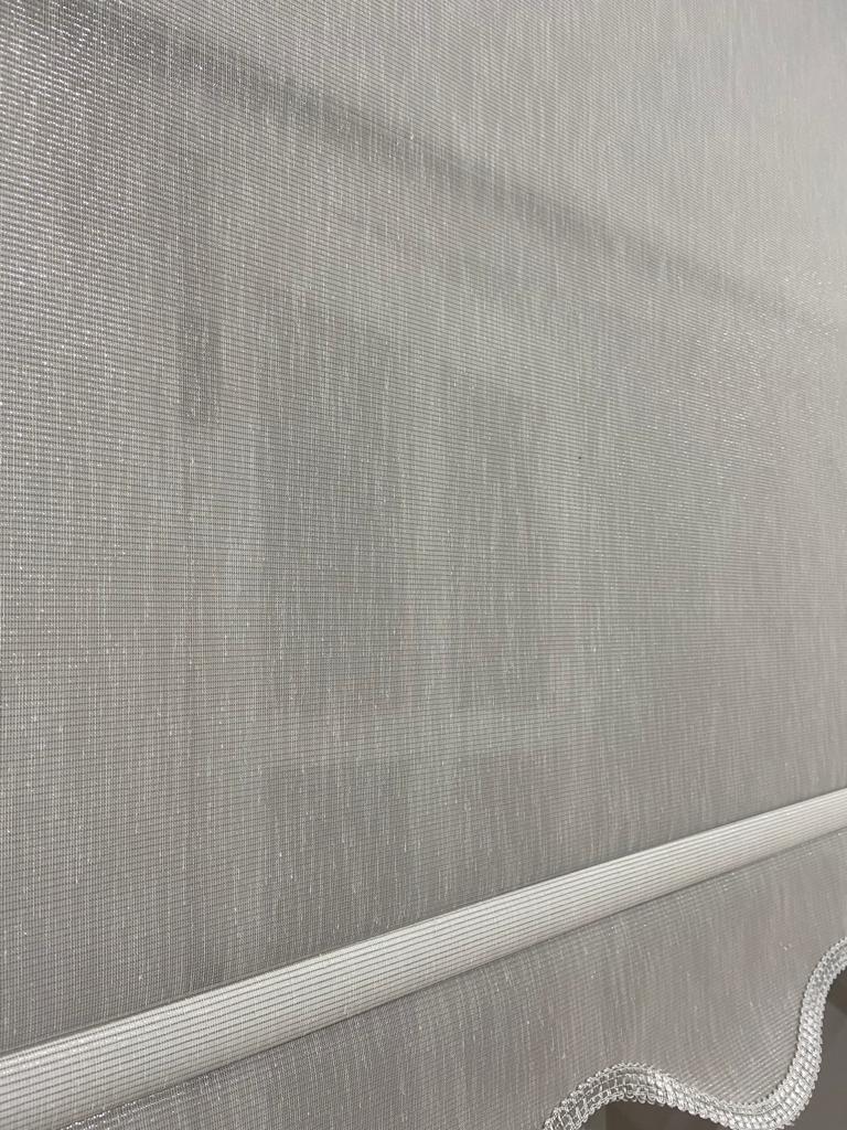 Vp1652 Pırıltı Desenli Çift Mekanizmalı Tül Ve Stor Perde Gri Etek Dilimli