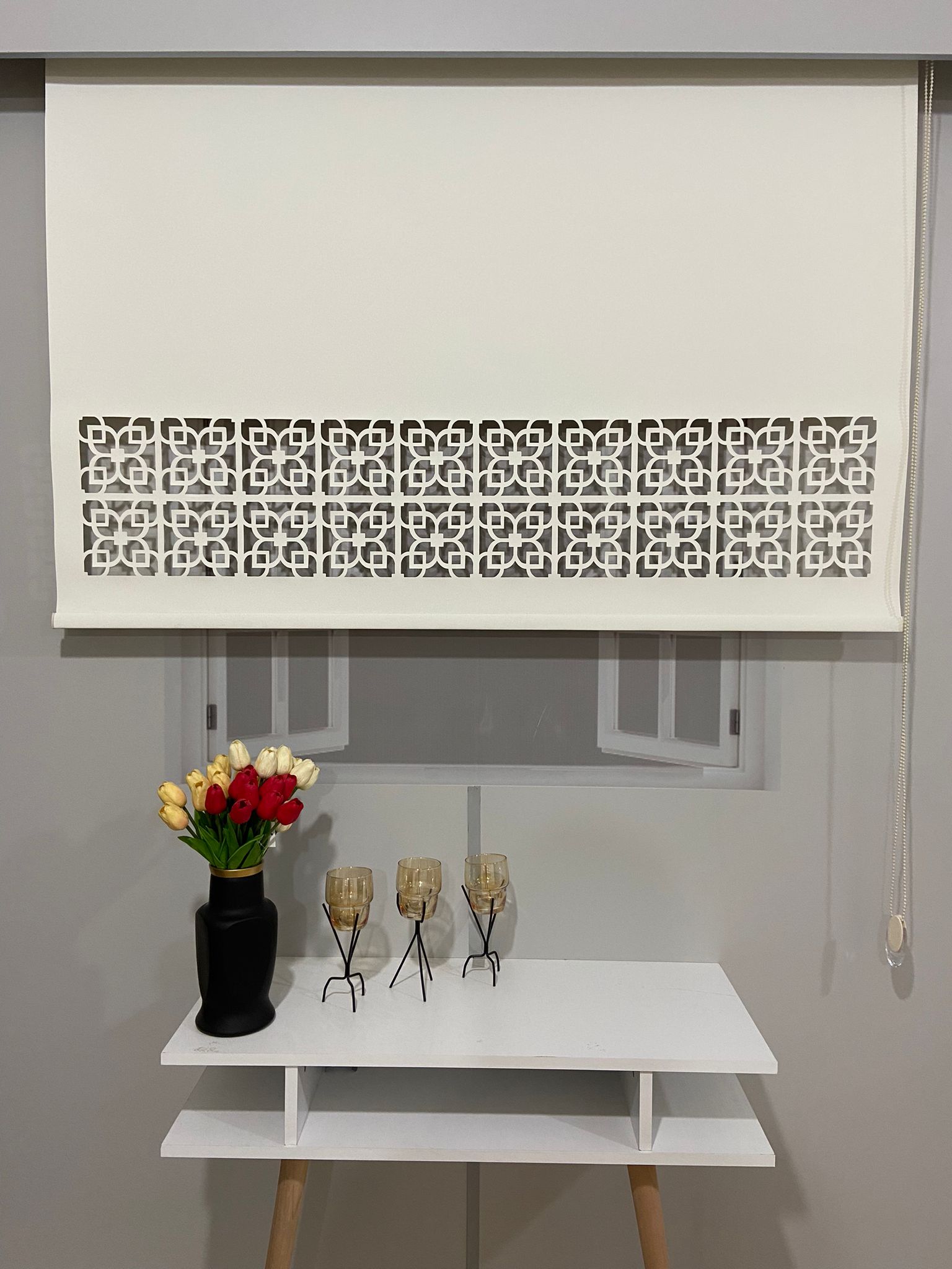 LZR301 Lazer Kesim Stor Perde Krem