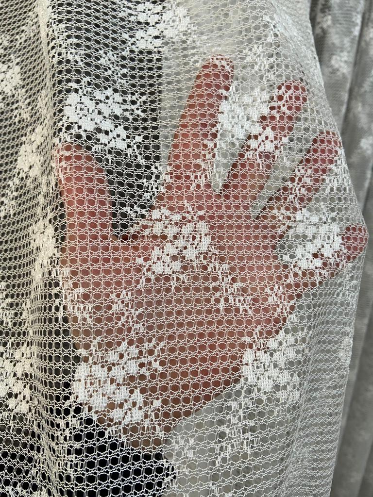 VP408 Lüx Fantezi Örme Tül Perde 1/2,5 Pile Ekru