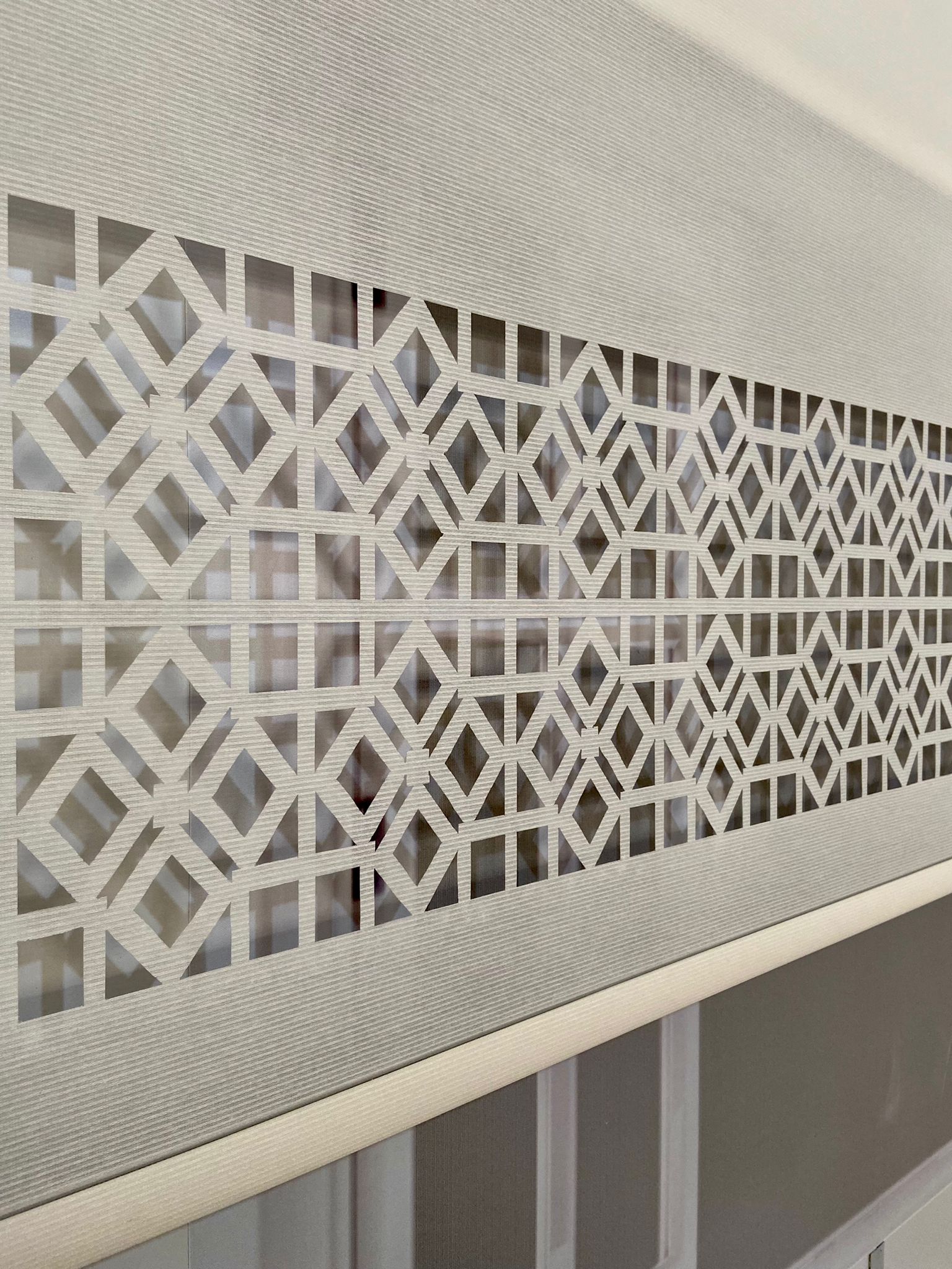 LZR1055 Çift Mekanizmalı Lazer Kesim Tül Ve Stor Perde Krem Ekru