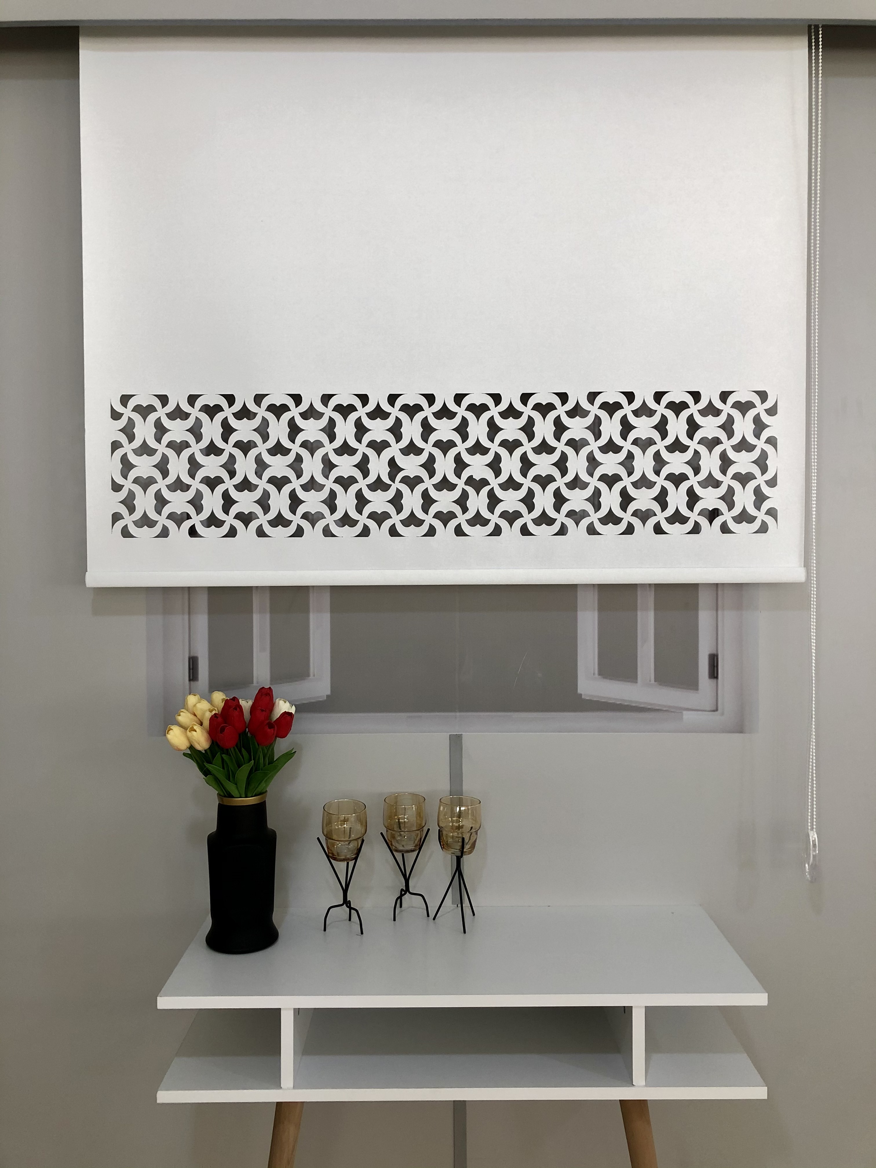 LZR2014 Lazer Kesim Stor Perde Beyaz