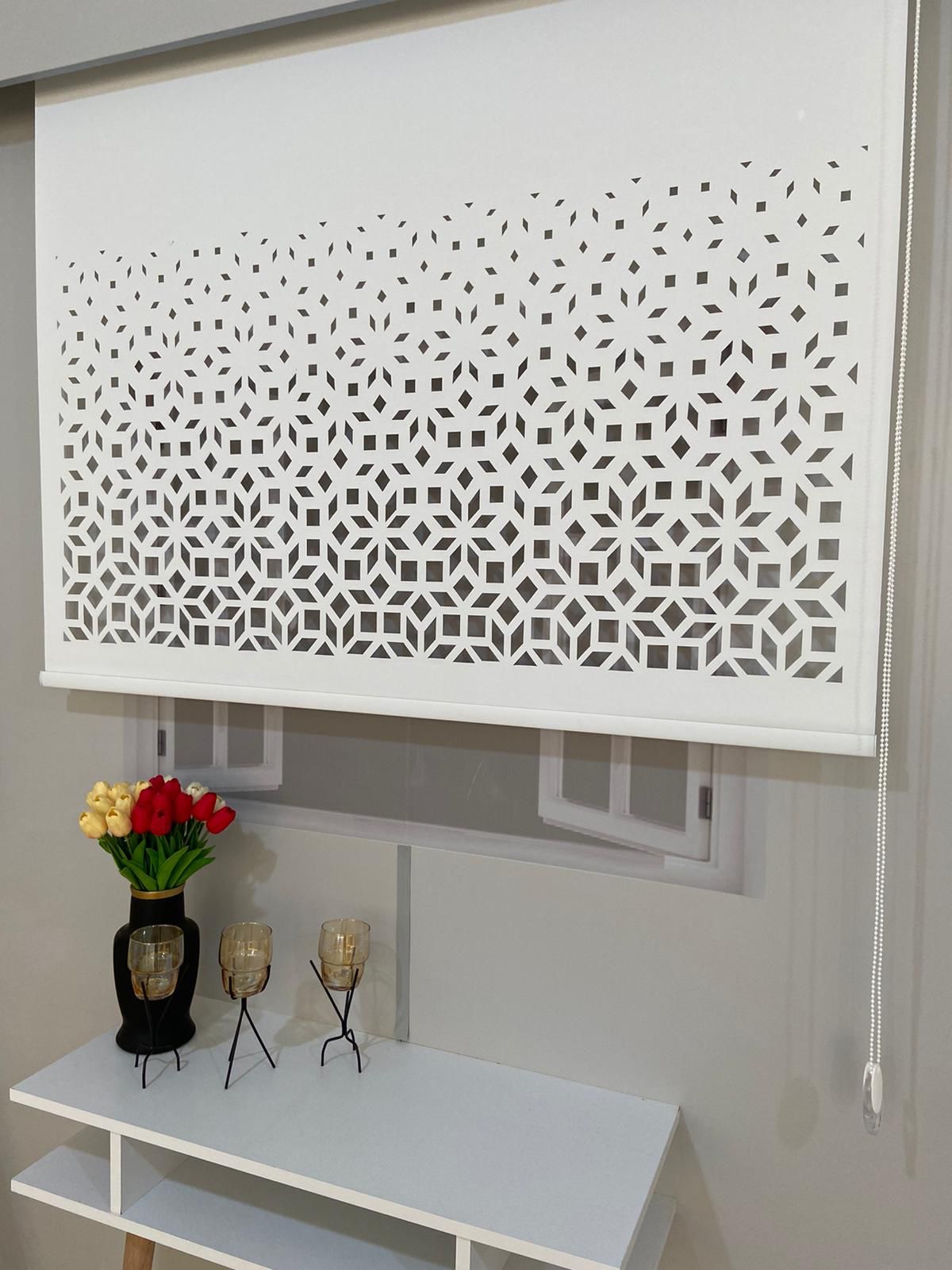 LZR315 Lazer Kesim Stor Perde Beyaz