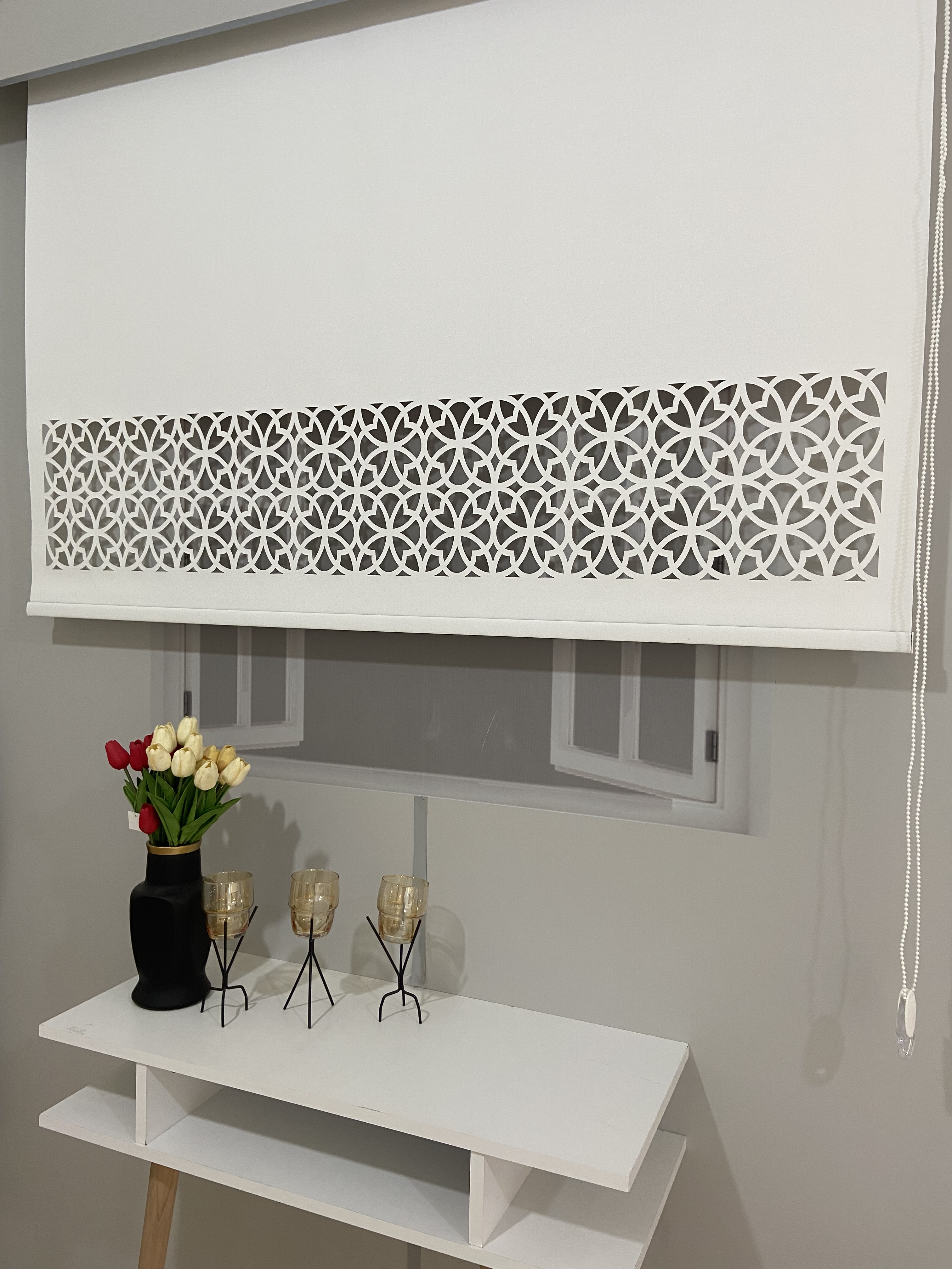 LZR305 Lazer Kesim Stor Perde Beyaz