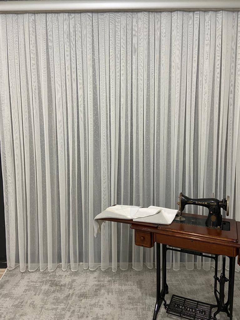 VP505 1. Kalite Kehribar Floş Tül Perde 1/2,5 Pile Krem