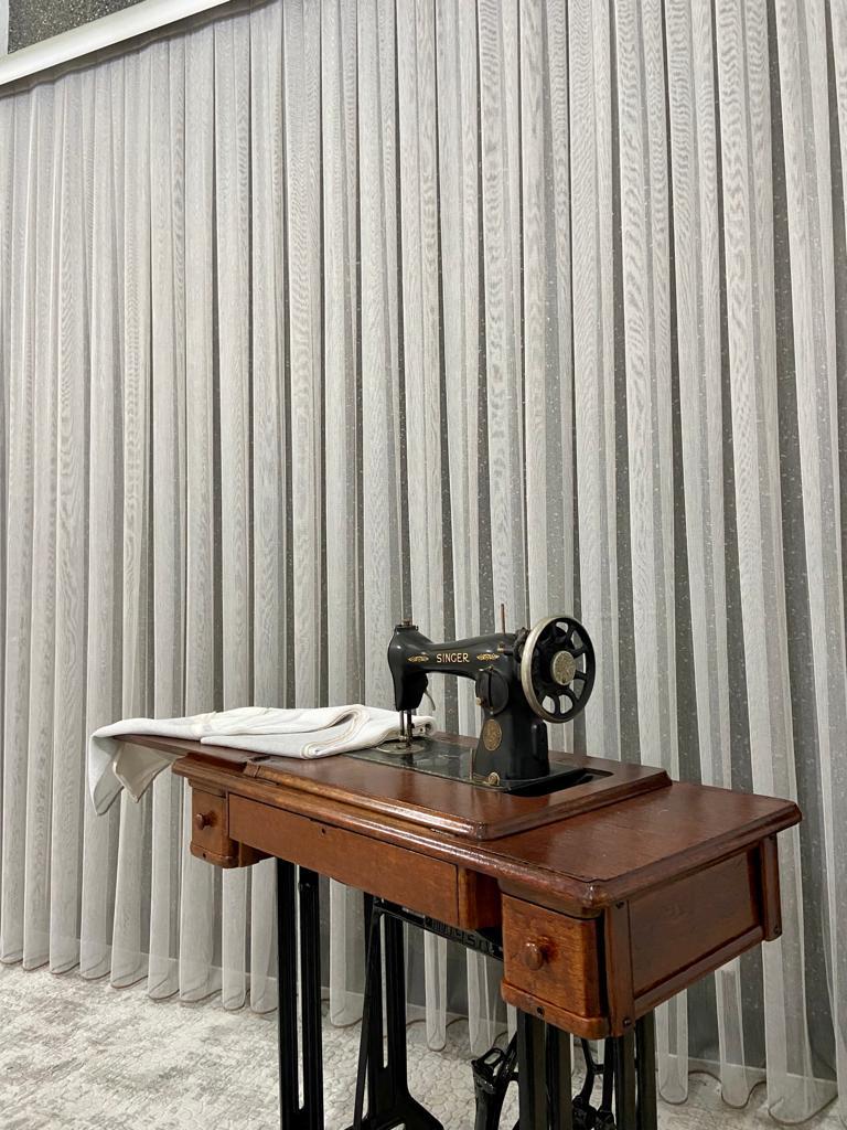 VP505 1. Kalite Kehribar Floş Tül Perde 1/2,5 Pile Vizon