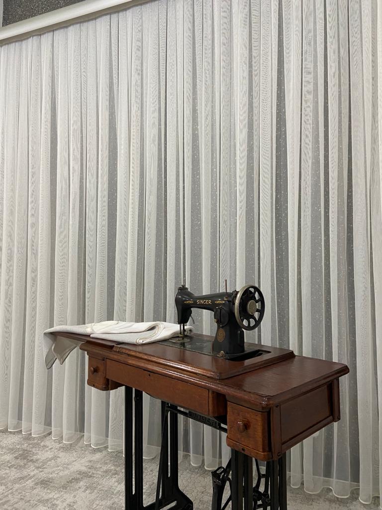 VP505 1. Kalite Kehribar Floş Tül Perde 1/2,5 Pile Krem