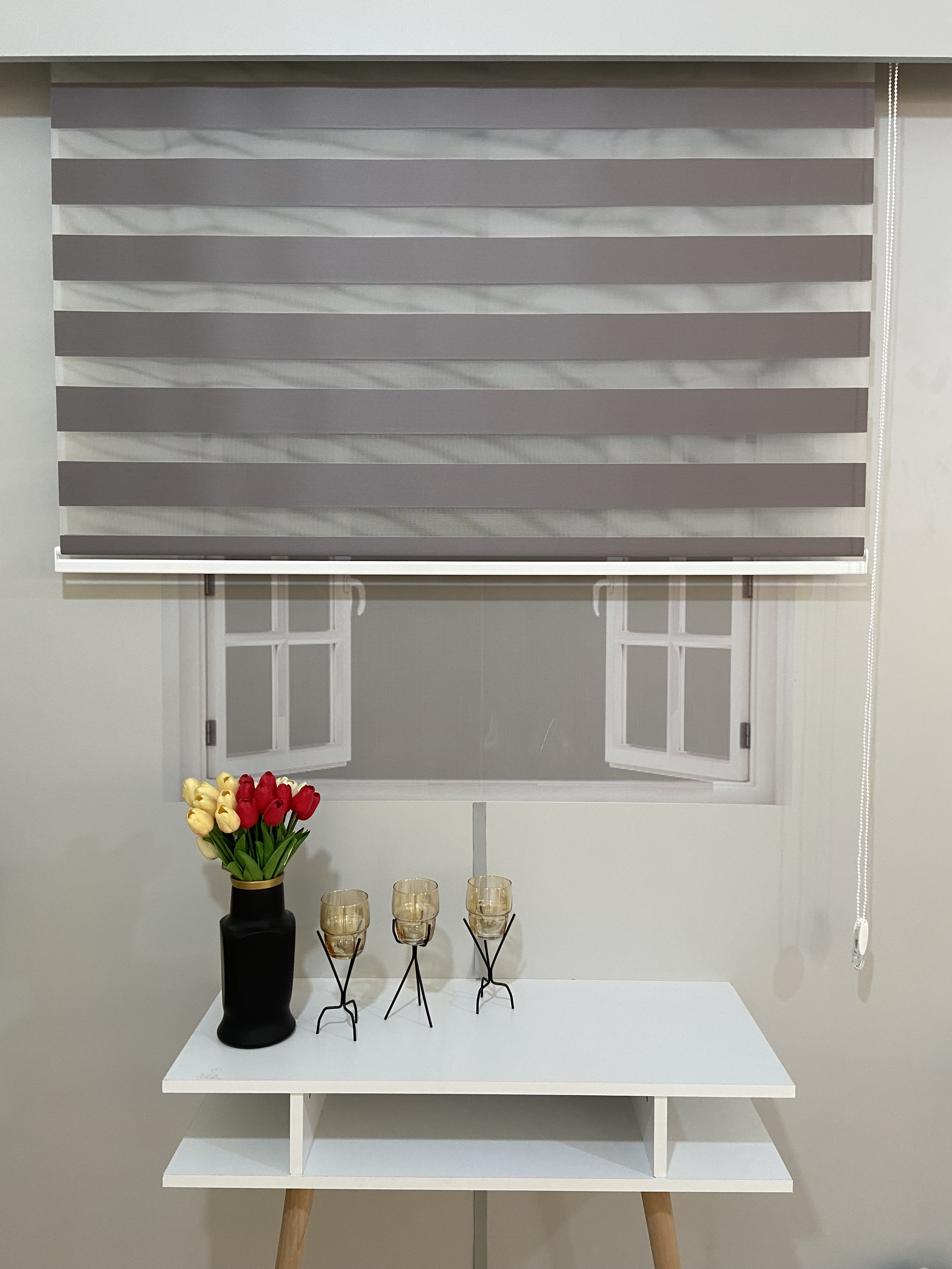 VP911 Düz Zebra Perde Gri