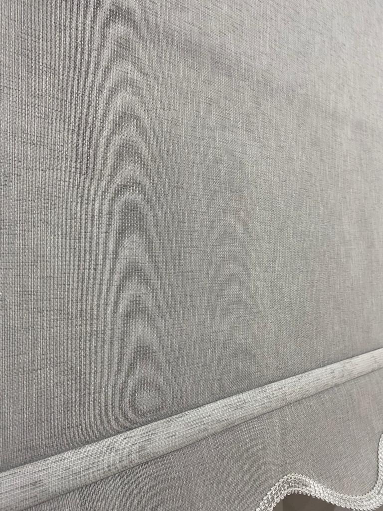 VP1662 Naturel Keten Çift Mekanizmalı Tül Ve Stor Perde Gri Etek Dilimli