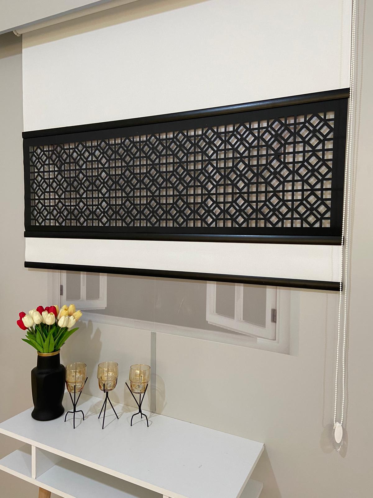 LZR100 Yeni Çift Renk Lazer Kesim Stor Perde Beyaz