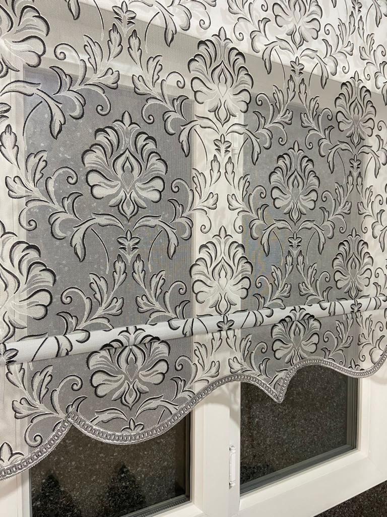 VP 2015 Osmanlı Desen Storu beyaz Çift Mekanizmalı Stor Perde