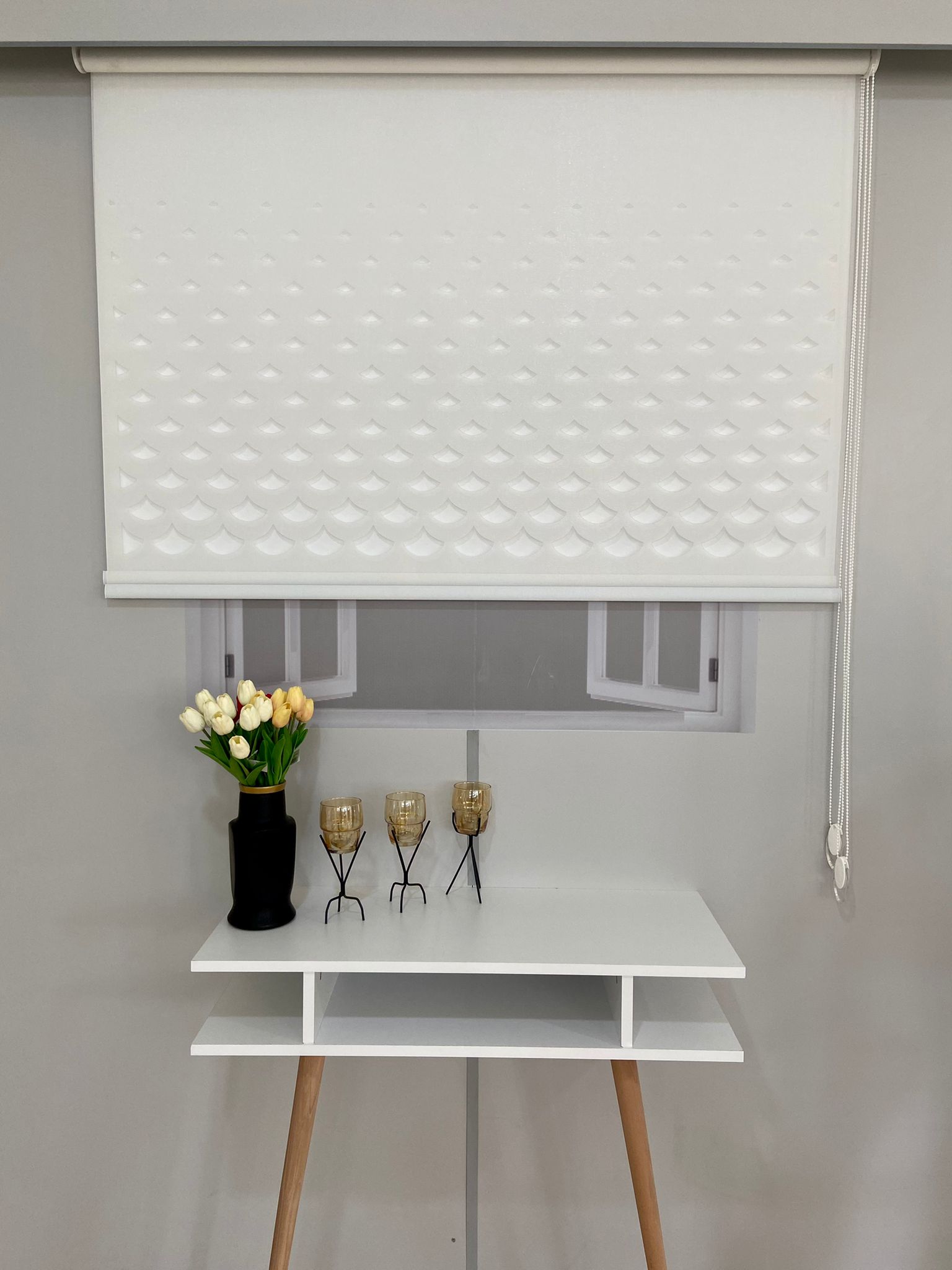 LZR1001 Çift Mekanizmalı Lazer Kesim Tül Ve Stor Perde Beyaz