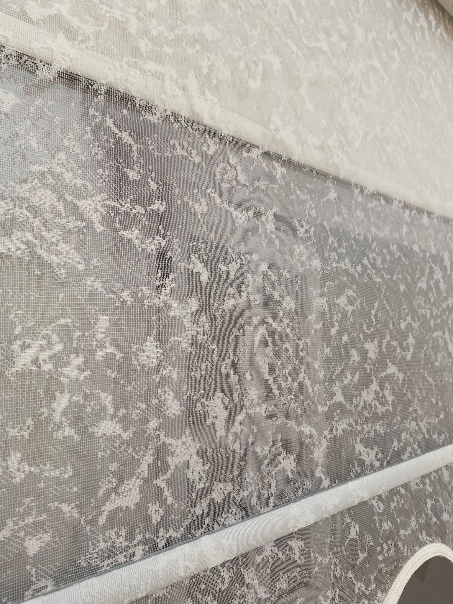 VP2010 Çift Mekanizmalı Tül ve Stor Perde Bulut Desenli Ekru