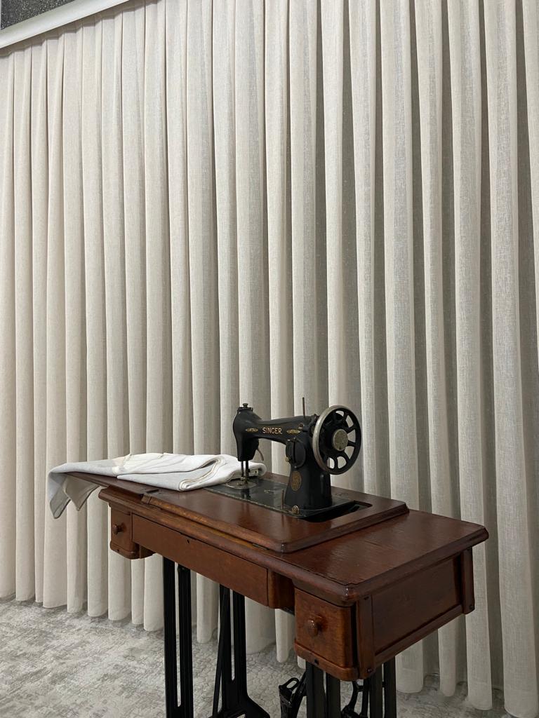 VP504 1. Kalite Foldet Keten Tül Perde 1/2,5 Pile Sütlü Kahverengi