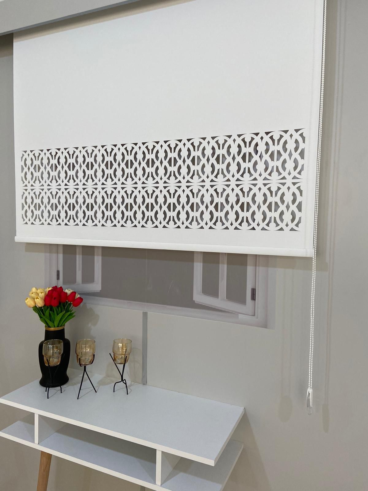 LZR314 Lazer Kesim Stor Perde Beyaz