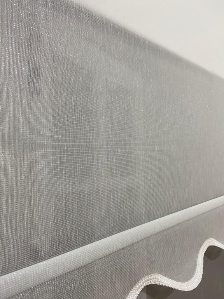 Vp1650 Pırıltı Desenli Çift Mekanizmalı Tül Ve Stor Perde Beyaz Etek Dilimli