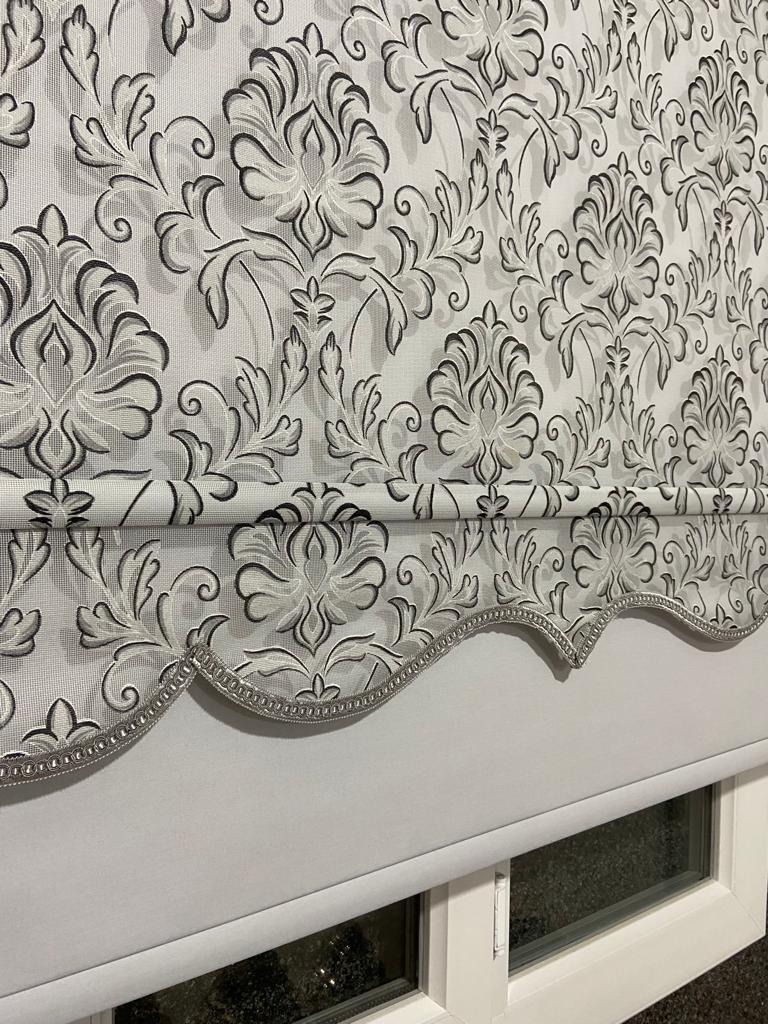 VP 2015 Osmanlı Desen Storu gri  Çift Mekanizmalı Stor Perde