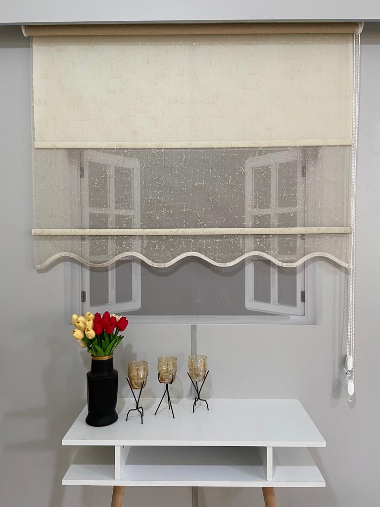 VP1931 Çift Mekanizmalı Tül ve Stor Perde Sütlü Kahverengi